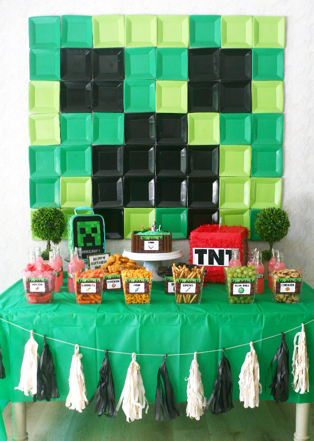 Children's birthday party in minecraft style