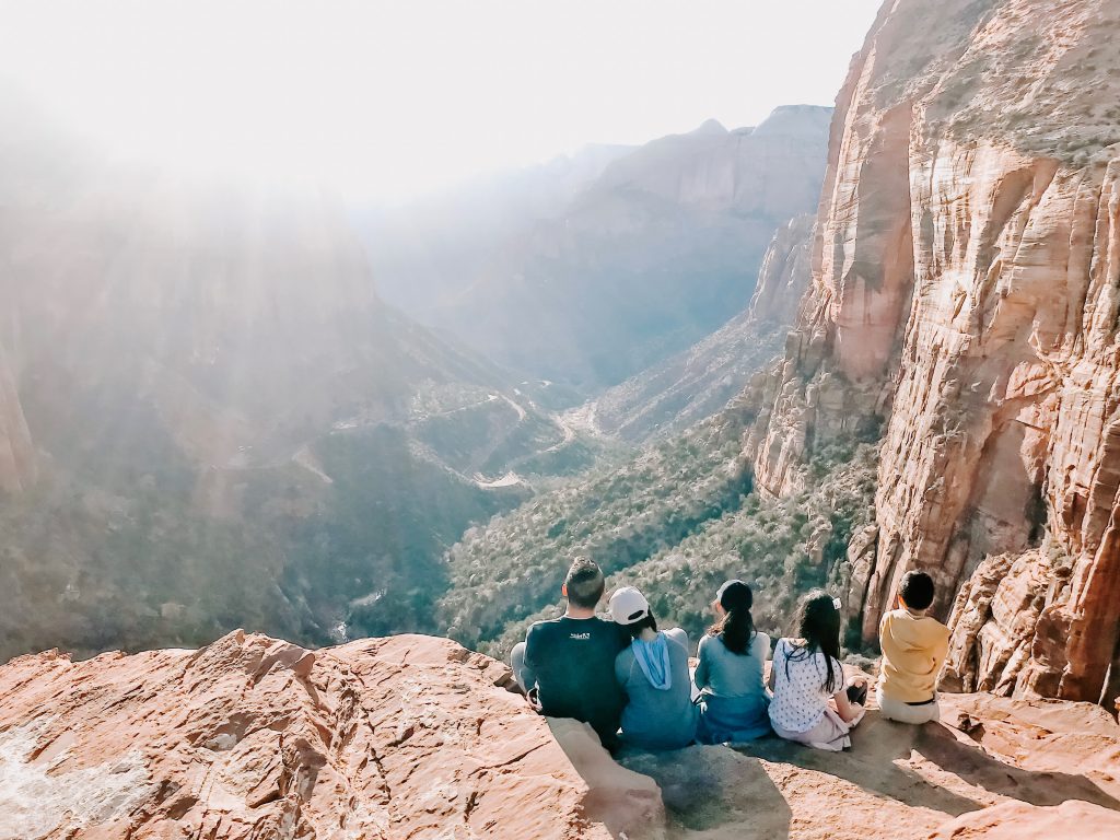 family enjoying zion national park view