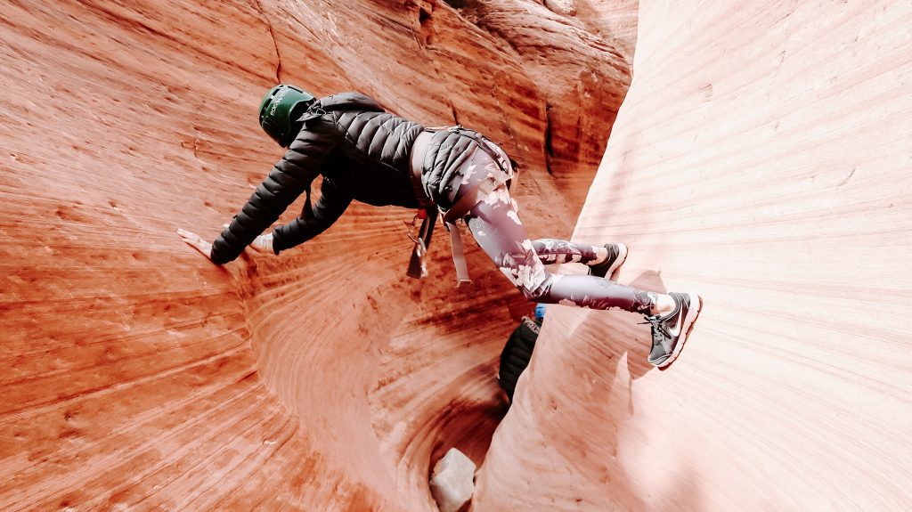 woman hiking at zion