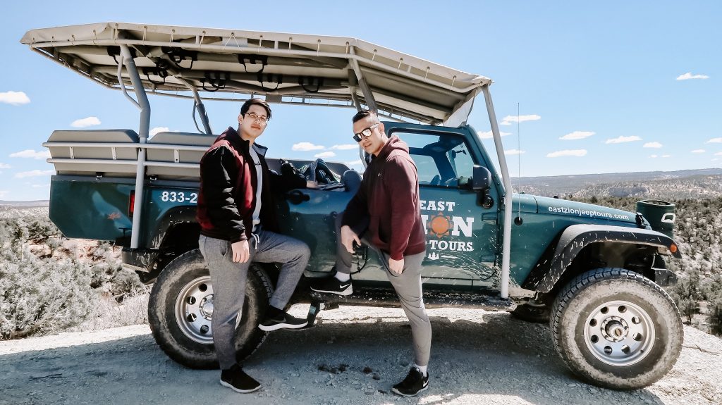 two men posing at zion