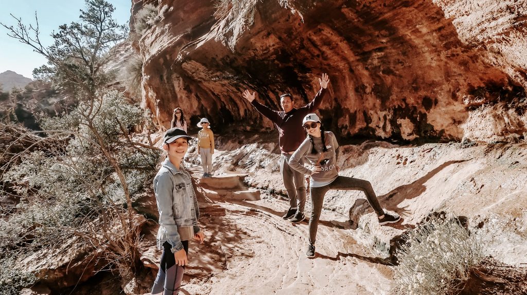 family hiking zion national park